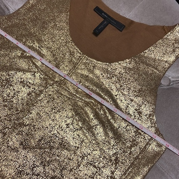 BCBG maxazria gold leaf sleeveless top with side panels, NWOT, XS - Picture 6 of 10
